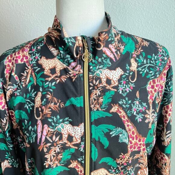 Lilly Pulitzer Aegean Luxletic Jacket Women's M Dancing in the Moonlight Animals - Picture 2 of 7